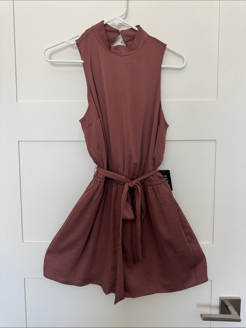 Express Mauve Sleeveless Tie-Waist Romper
